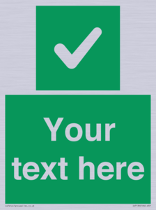 Custom green background, green square with tick sign